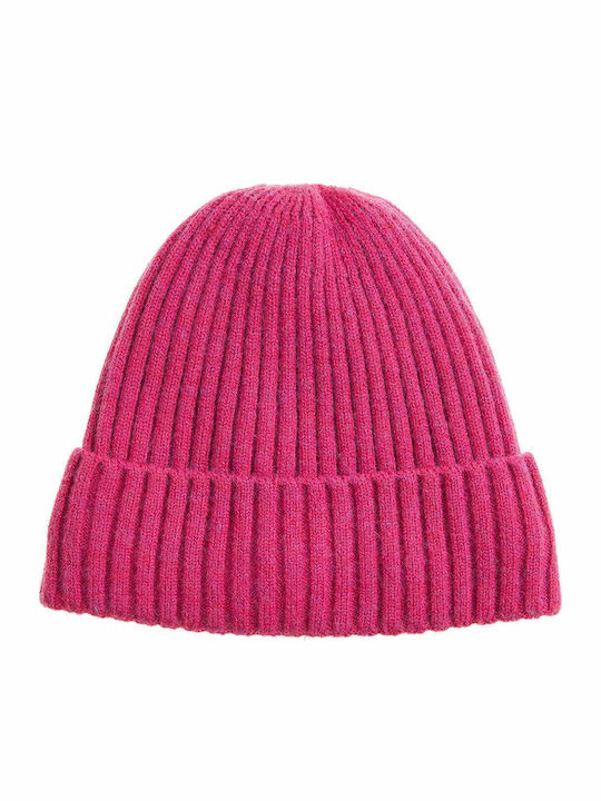 Knitted Fleece Beanie Cap Fuchsia