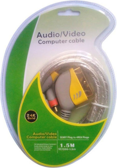 DM Pro Cable Scart male - Component male 1.5m Black A8006-12-1.5