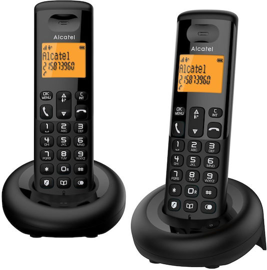 Alcatel E160 Cordless Phone Duo with Greek Menu Black