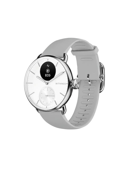 Withings ScanWatch 2 Stainless Steel 38mm Waterproof with Heart Rate Monitor (Pearl White)