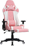 Ohaho GCGC Artificial Leather Gaming Chair with Adjustable Arms and Footrest Ροζ - Λευκό