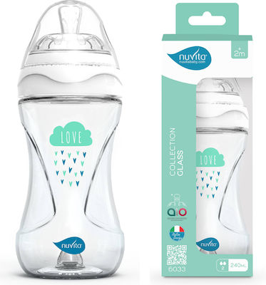 Nuvita Glass Bottle 6033 Anti-Colic with Silicone Nipple for 2+ months 240ml 1pcs