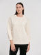 Fibes Damen Langarm Pullover Beige