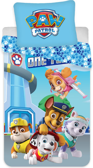Disney Paw Patrol One Team Παιδική Παπλωματοθήκη Μονή Βαμβακερή Μπλε 140x200εκ.