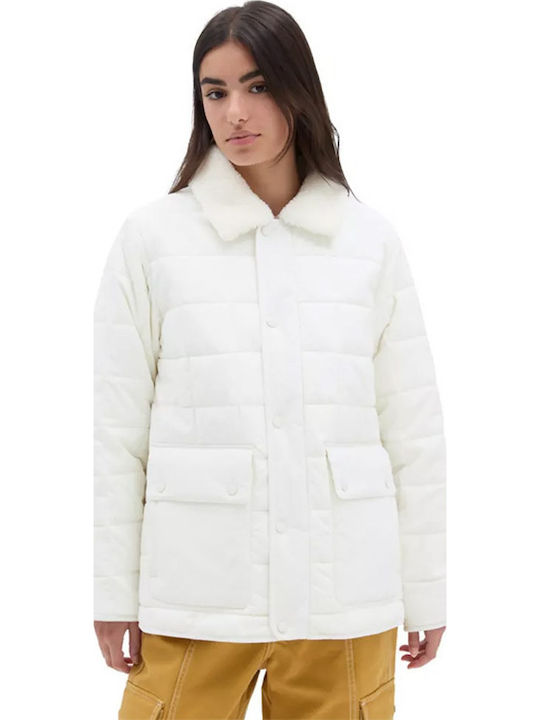 Mte Women's Short Puffer Jacket Waterproof for Winter Beige