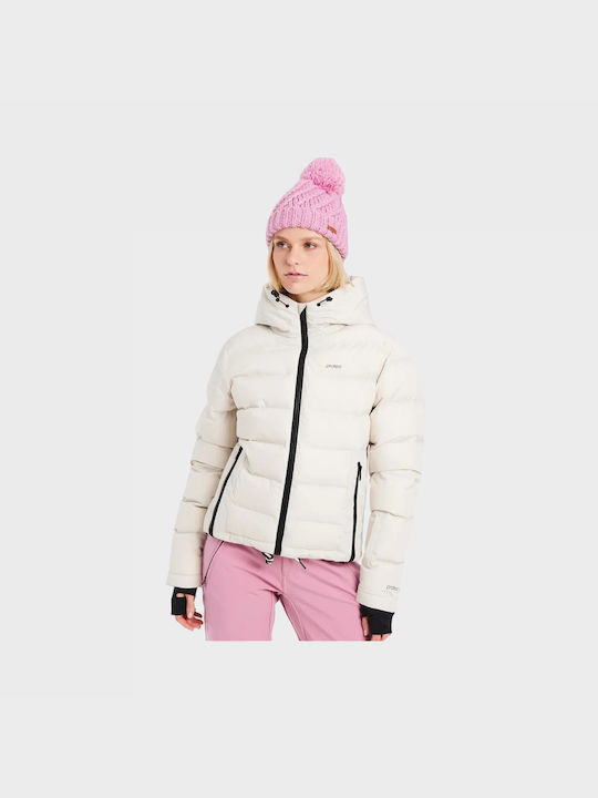 Protest Women's Short Sports Jacket for Winter with Hood White