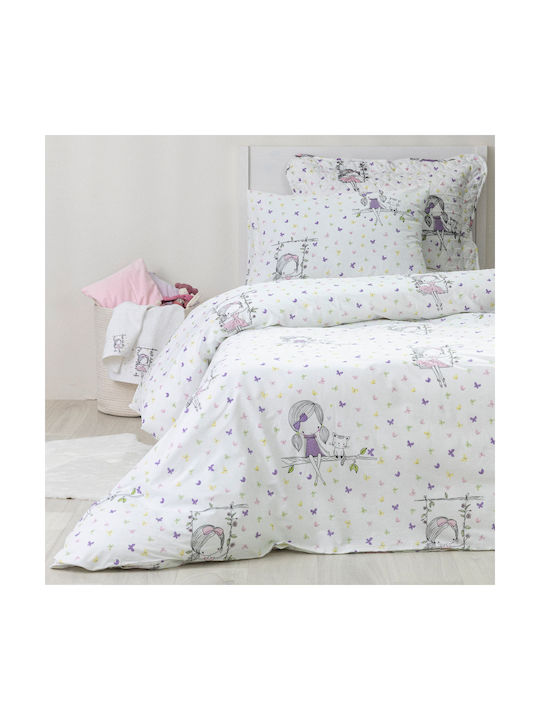 Borea Swing Kids Duvet Cover Single Cotton Whit...
