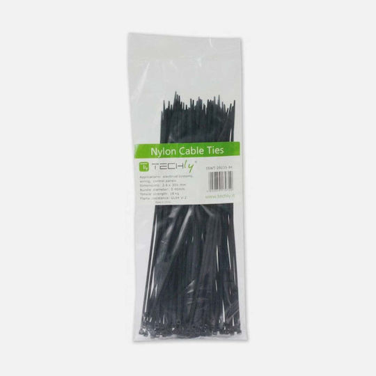 Techly Plastic Cable Ties 4.8mm Black Colour 100pcs