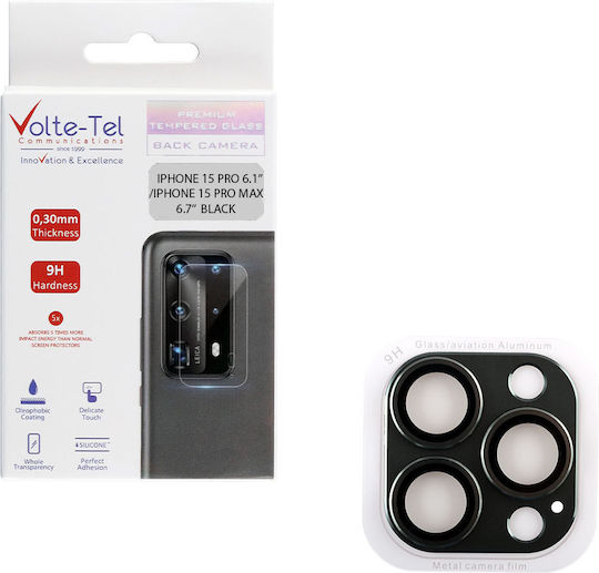 Volte-Tel Glass Cover Camera Protection Tempered Glass Black for the iPhone 15 Pro, iPhone 15 Pro Max.