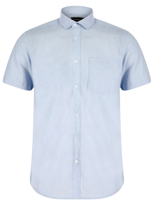 Tokyo Laundry Men's Shirt Short Sleeve Cotton Soft Blue