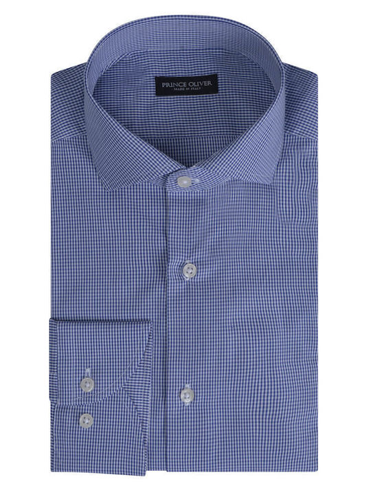 Prince Oliver Men's Shirt Long Sleeve Checked Blue