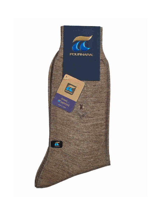 Pournara Men's Solid Color Socks Chocolate