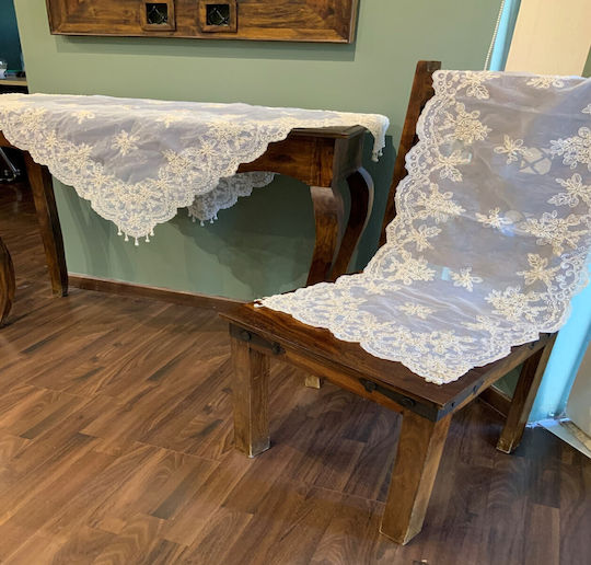 Liolios Home Τραπεζομάντηλο με Κέντημα Λευκό 140x140εκ.