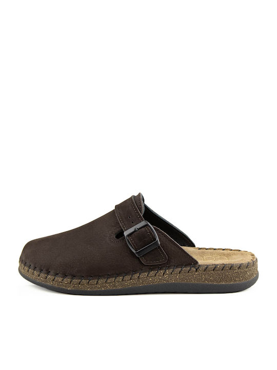 Tatoo Men's Leather Slippers Brown