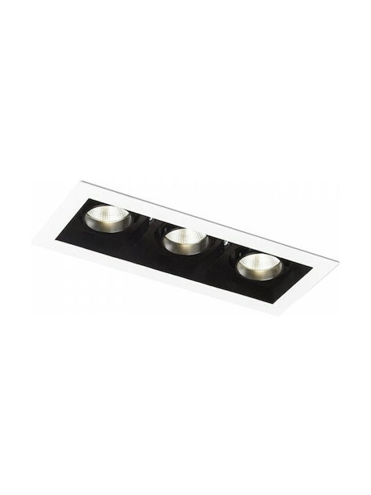 Rendl Light Studio Bondy III Rechteckig Metallisch Einbau Spot mit integriertem LED und Warmweißes Licht Weiß 25.5x10.3cm. 1Stück