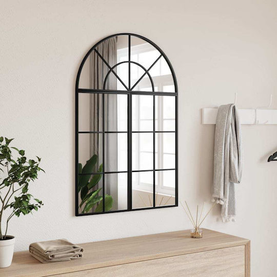 vidaXL Bogen Wandspiegel mit Schwarz Metallisch Rahmen 30x60cm 1Stück