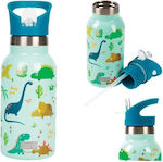 iDrink Kids Water Bottle Thermos Dinosaur Stainless Steel Blue 350ml