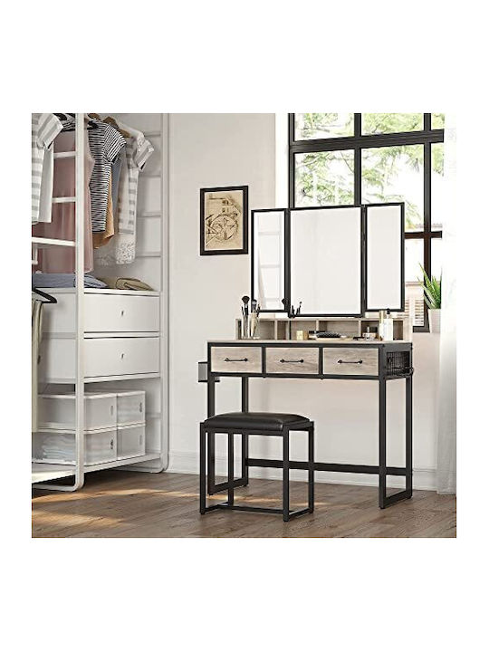 Wooden & Metallic Makeup Dressing Table Coffee with Mirror 90x40x141cm