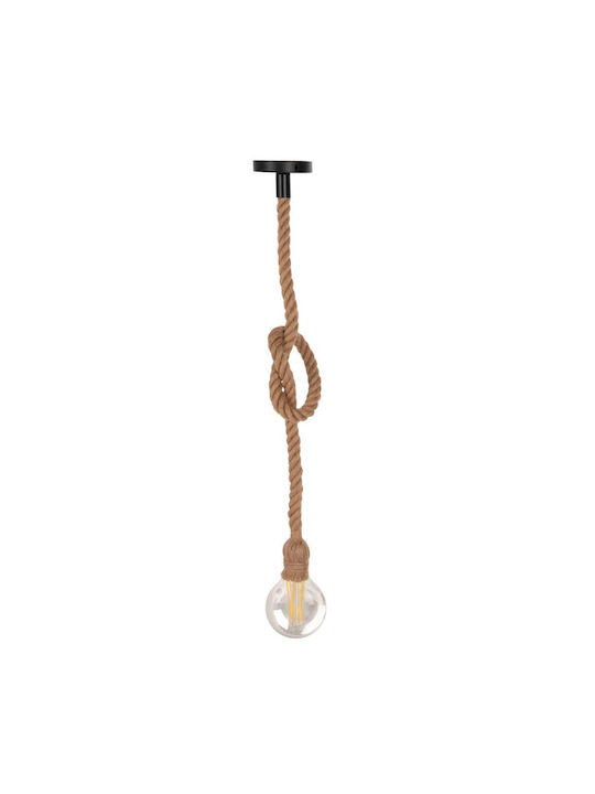 HomeMarkt Pendant Light Single-Light with Rope for Socket E27 Brown