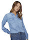 Vila Women's Monochrome Long Sleeve Shirt Blue