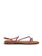 Leather Women's Flat Sandals in Pink Color