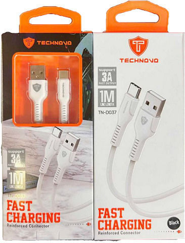 Technovo USB 2.0 Kabel USB Typ-C männlich - USB-A Weiß 1m TN-D037