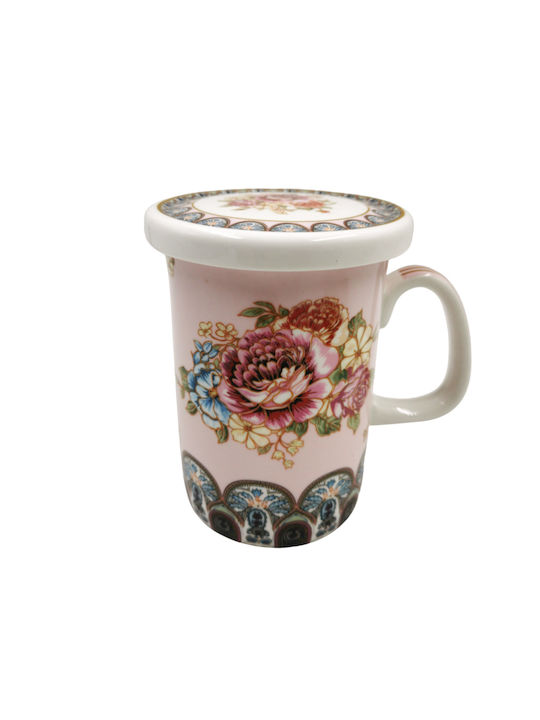 Karvounis Porcelain Cup with Lid Pink 380ml