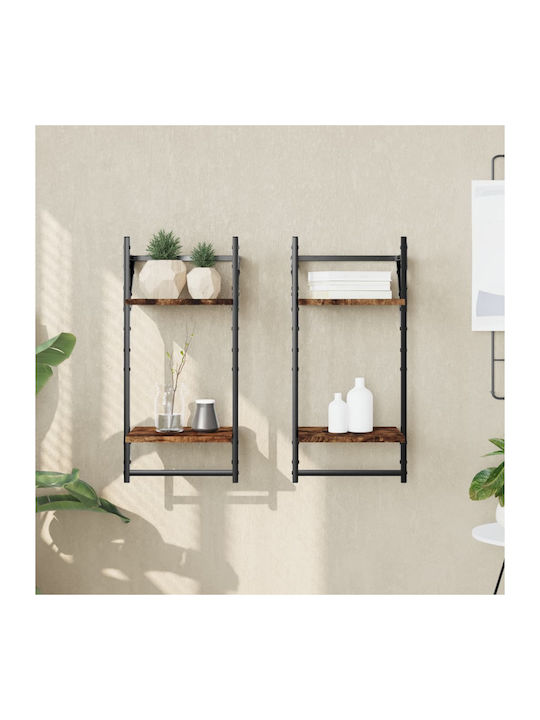 Wall Shelves Smoky Oak 2 Pieces 30x25x65cm