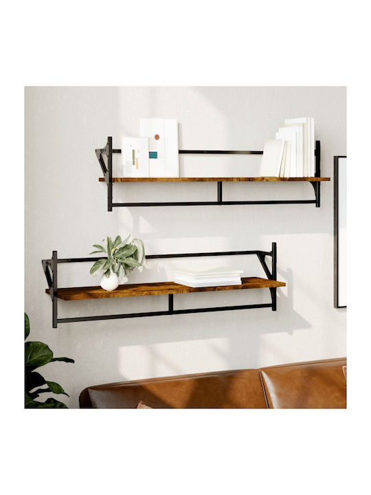 Shelves Wall Καπνιστή Δρυς 2pcs 100x25x30cm