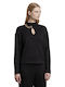 Matis Fashion Femeie Mânecă lungă Crop Pulover Negru