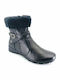 Leder Stiefeletten Damen mit Pelz Schwarz