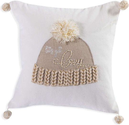 Nef-Nef Homeware Christmas Decorative Pillow chiara Square White 30x30cm Beanie
