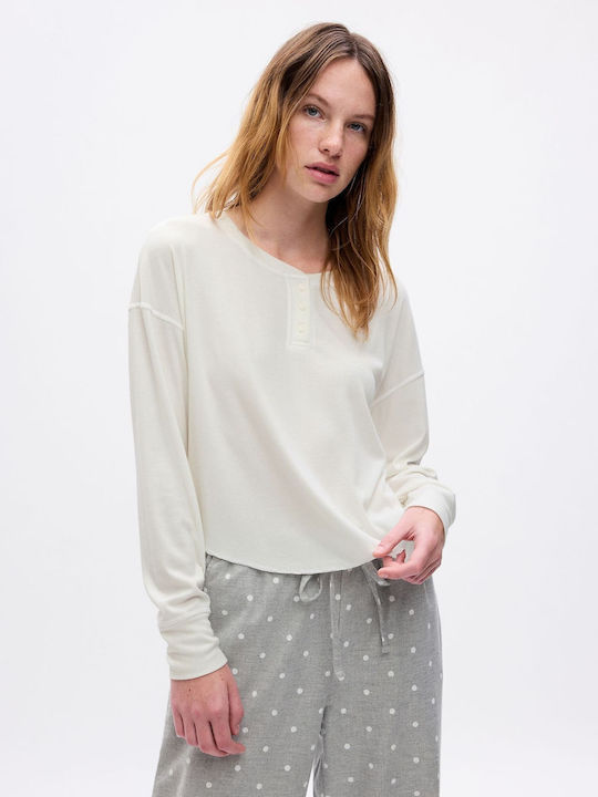 GAP Women's Long Sleeve Pullover Polka Dot Off White