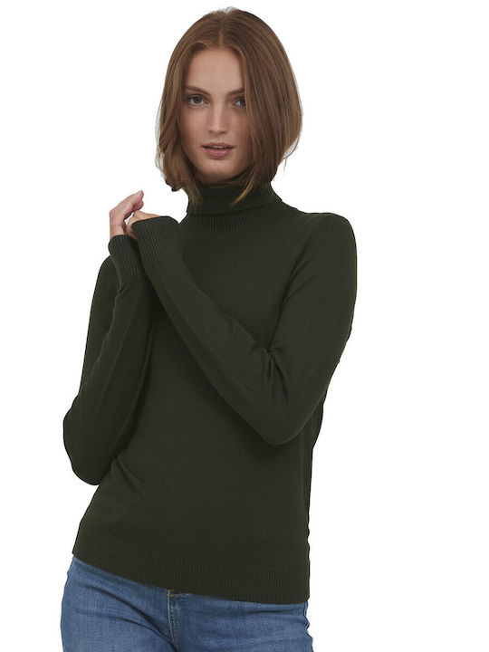B.Younq Women's Long Sleeve Sweater Turtleneck Green