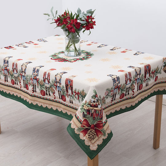 Dimeco Christmas Tablecloth Fabric Green L180xW140cm.