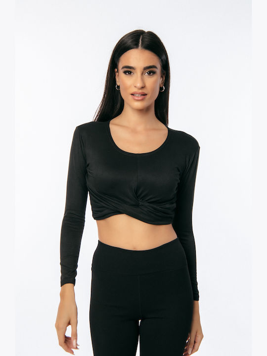 Γυναικείο Crop Top Μακρυμάνικο Μαύρο