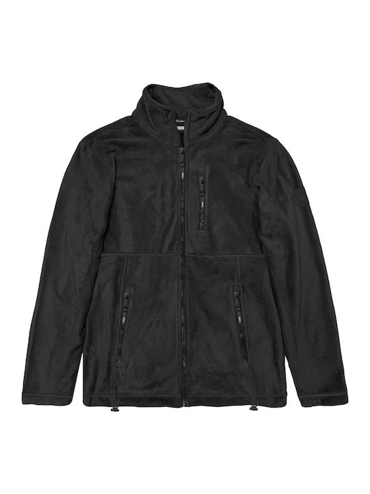 Rebase Jachetă Fleece pentru Bărbați cu Fermoar Black