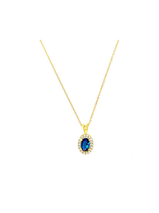 Necklace Rosette from Gold 14K with Zircon