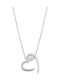 Necklace with design Heart from White gold 14K with Pearls