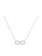 Necklace Infinity from White gold 14K with Zircon