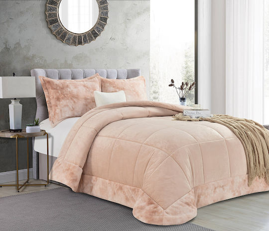 Liolios Home Velvet Blanket Super King 220x240cm Pink