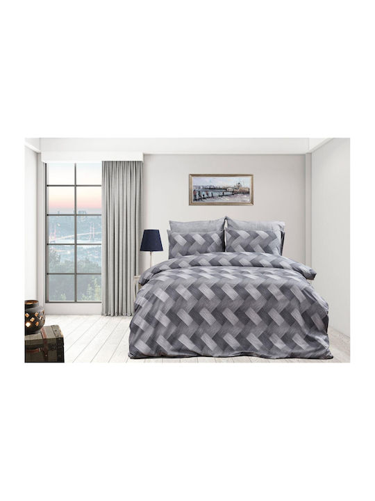 Dimcol Set Cearșafuri Extra-Dublu 220x240cm. Αλκμήνη 452 Grey 4buc