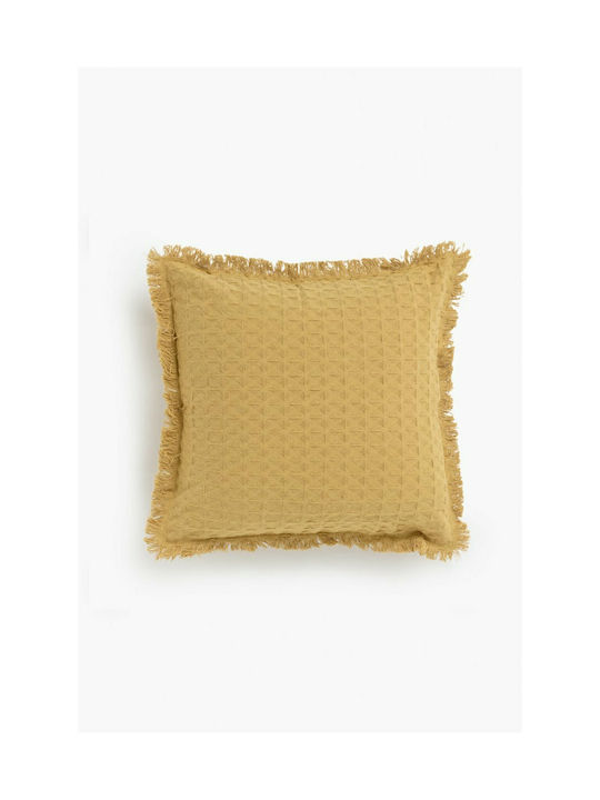 Calma House Μαξιλάρι Καναπέ από 100% Βαμβάκι Yellow 45x45εκ.