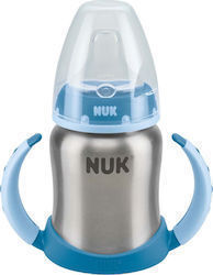 Nuk First Choice Ανοξείδωτο Εκπαιδευτικό Μπιμπερό Σιλικόνης με Λαβές Γαλάζιο 6m+ 125ml