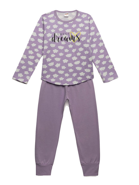 Minerva Παιδική Πιτζάμα Χειμωνιάτικη Lilac Sweet Dreams Minerva Παιδική Πιτζάμα Χειμωνιάτικη Lilac Sweet Dreams