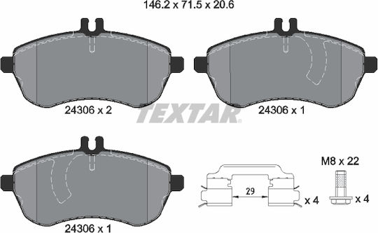 Textar Σετ Τακάκια Εμπρός 4τμχ για Honda e