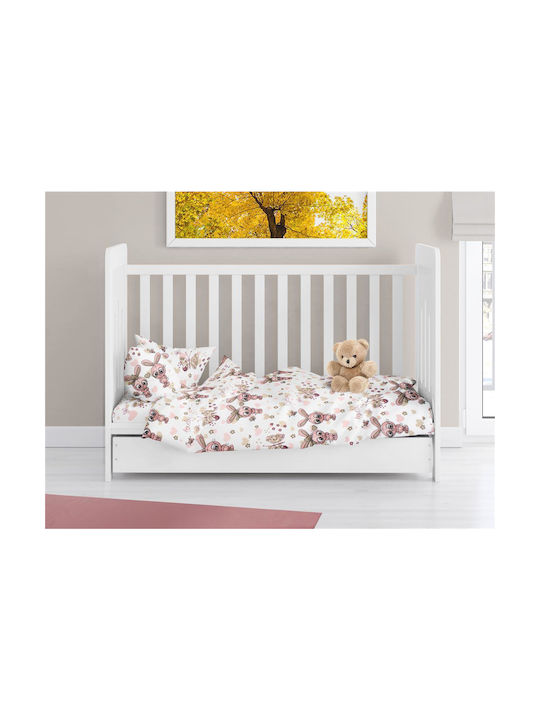 Dimcol Baby Bettbezug Bebe White-Coral 120x160cm.