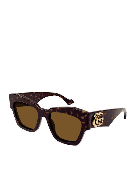 Gucci Γυναικεία Γυαλιά Ηλίου με Καφέ Ταρταρούγα Κοκκάλινο Σκελετό και Καφέ Φακό GG1422S 003