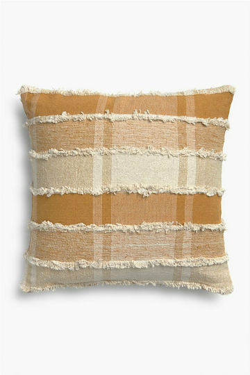 Calma House Calma House Throw Pillow Sofa Cushion Roberto 100% Cotton Beige / Yellow 45x45cm