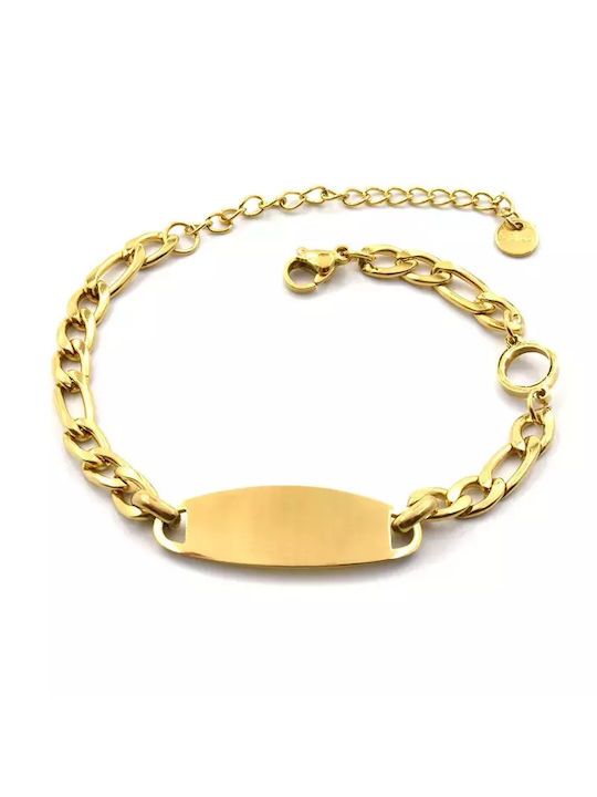 Awear Bracelet Id with Name made of Steel Gold Plated